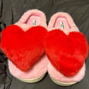 Luxe Pink and Red Heart Slippers